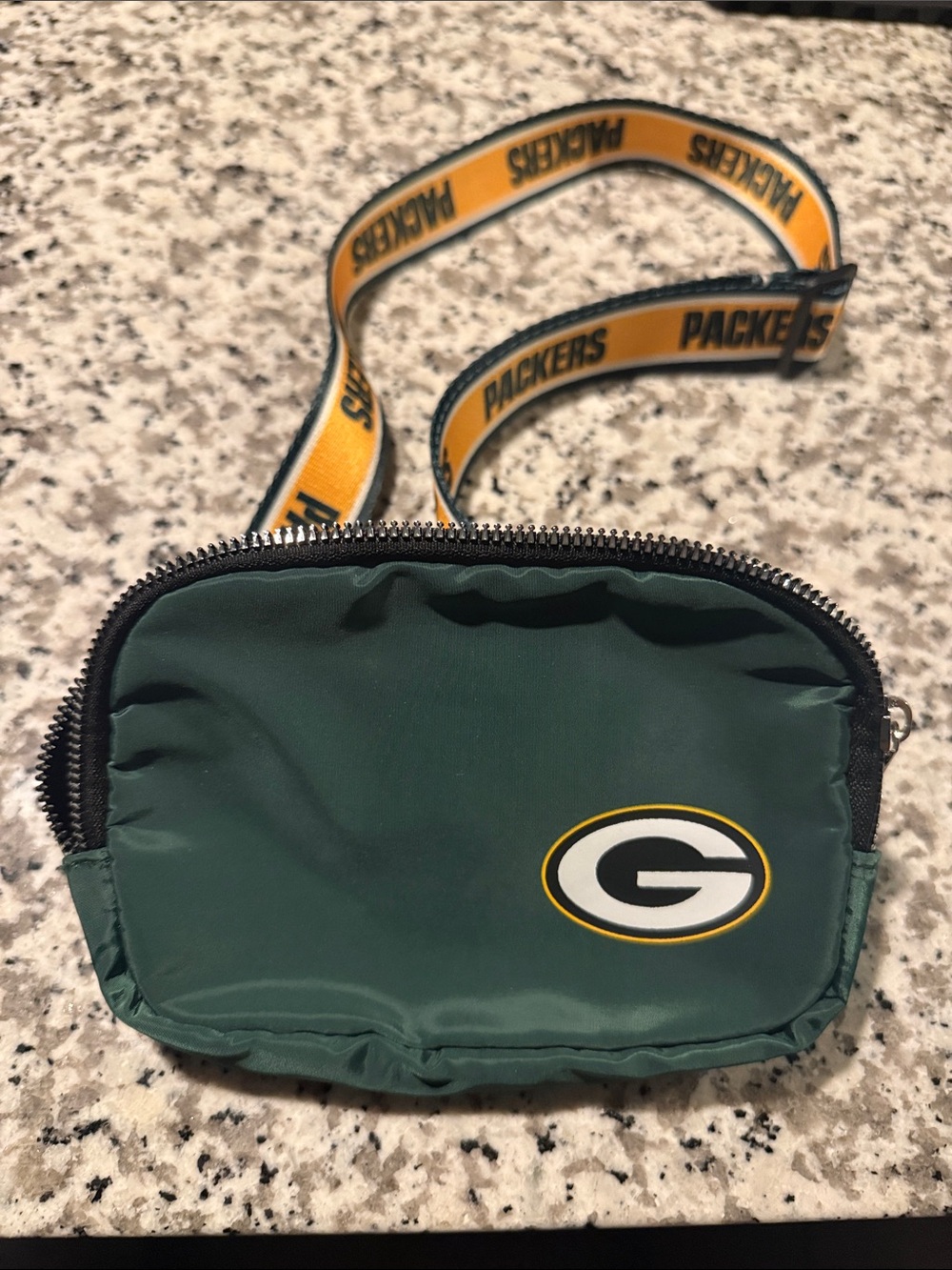 Green Crossbody with Packers Logo and Branded Strap